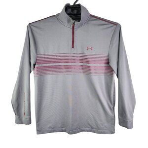 Mens Gray Under Armour Infrared Shirt Cold Gear Loose 1/4 Zip Mock Neck Size M